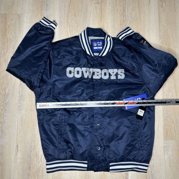 New Men's Dallas Cowboys NFL Team Apparel Satin Full Snap Varsity Navy Jacket XL - Picture 5 of 11